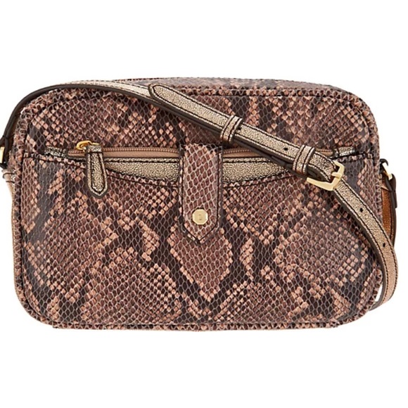 Snakeskin Reptile Anim Print Leather Crossbody Bag - Picture 2 of 7